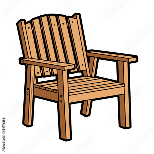 Wooden Chair: A sturdy wooden chair, perfect for outdoor relaxation. Simple, elegant, and timeless.