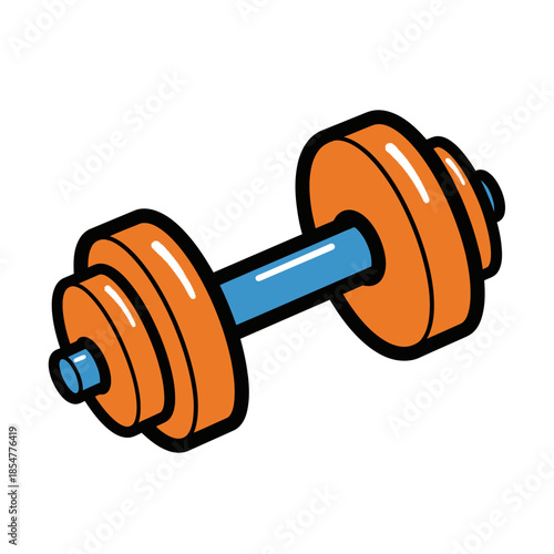 Gym dumbbell icon for fitness training and bodybuilding