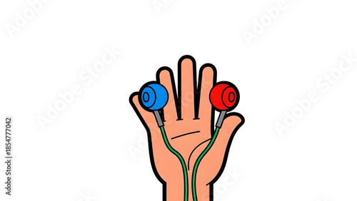 Human hand presenting colorful audio earbuds, symbolizing personal listening experience and portable sound technology for daily enjoyment and multimedia interaction