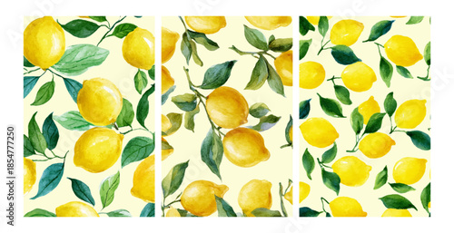 Summer Italy watercolor collection featuring lemon motifs, vintage Mediterranean stamps, and Amalfi coast designs. Italian patterns, tiles, ornamental borders for travel posters.