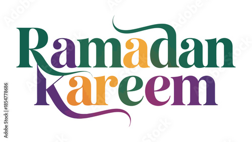 Ramadan Kareem: A vibrant and colorful design, celebrating the spirit of Ramadan with artistic typography and elegant curves. A symbol of peace, spirituality, and reflection.
