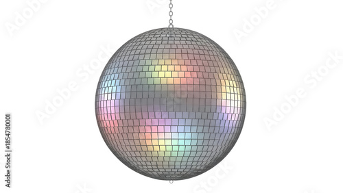 Foto Shiny disco ball isolated PNG on transparent background, mirror ball with colorf
