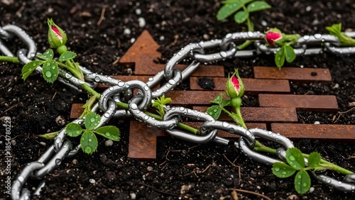 Wallpaper Mural Titanium Chain Metamorphosis into Rose Vines Through Digital Firewall Torontodigital.ca