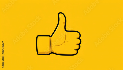 Yellow Thumbs Up Emoji Hand Gesture on Solid Background