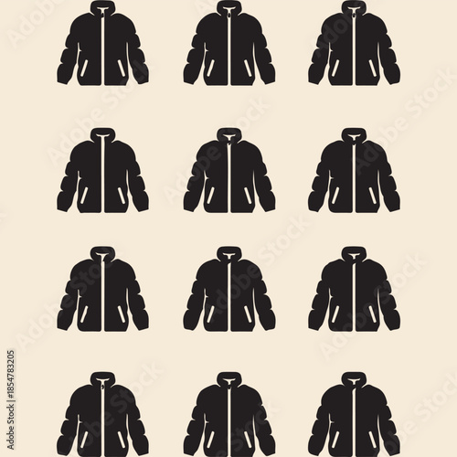 Vector set of vinter clothes. Different types of coats and jackets.