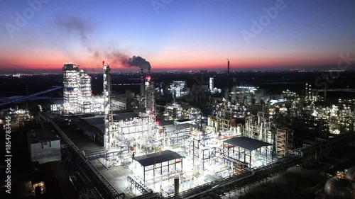 Wallpaper Mural Aerial photography of chemical plant night scene Torontodigital.ca