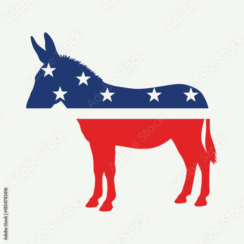 A striking depiction of a donkey adorned with patriotic american colors and stars representing a political symbol high quality professional