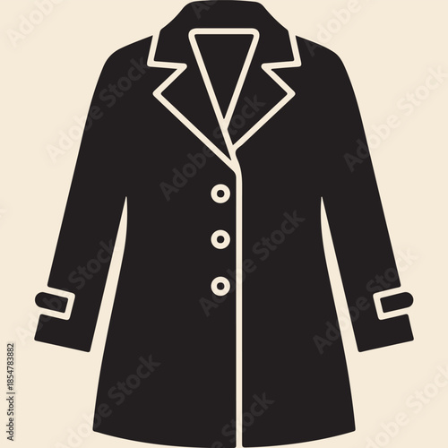 Flat vector illustration of stylish children’s coat technical fashion drawing, front and back CAD view with detailed stitching