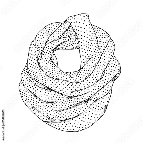Chic cozy crochet cowl polka dot pattern | Clean, isolated vector art for creative projects.
