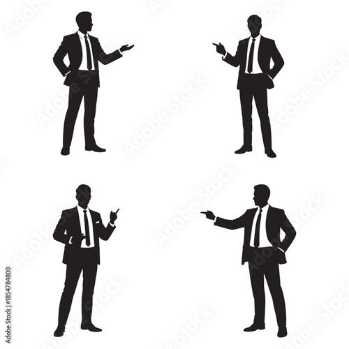 Businessmen in various poses isolated on white background