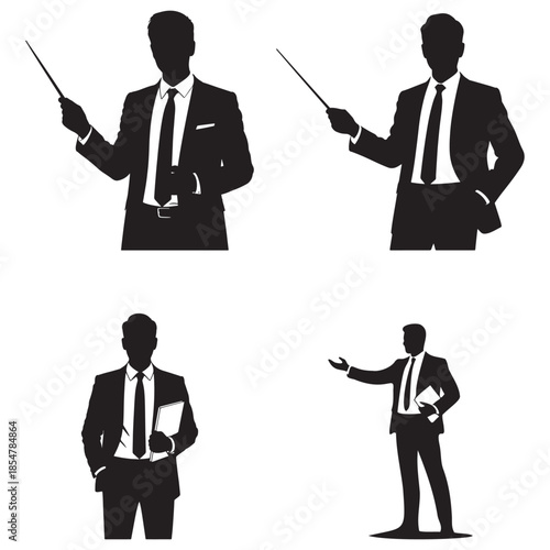 Businessman presenting with confidence isolated on white background