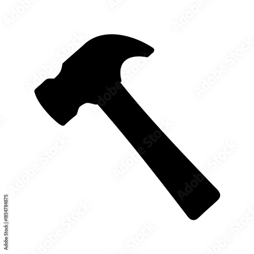 A simple silhouette of a hammer, a common tool for construction and repair