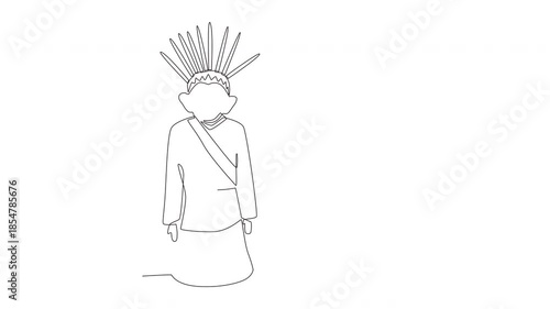 Animated Ondel ondel concept one-line drawing