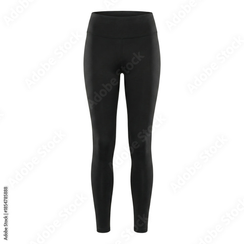 Photos Black high waisted athletic leggings on transparent background