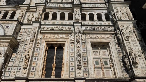 Details on facade church Certosa of Pavia, Lombardy, Italy