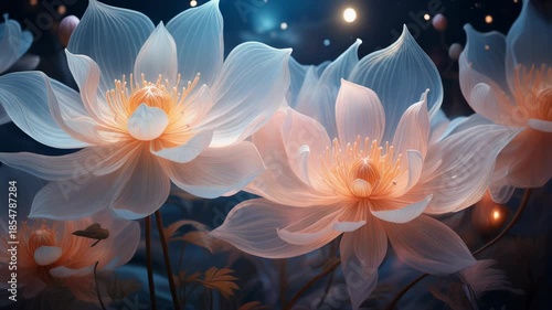 lotus flowers with glowing petals 