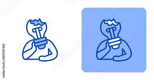 Uninspired Line Color , Two-tone color and contrasting background icon illustration