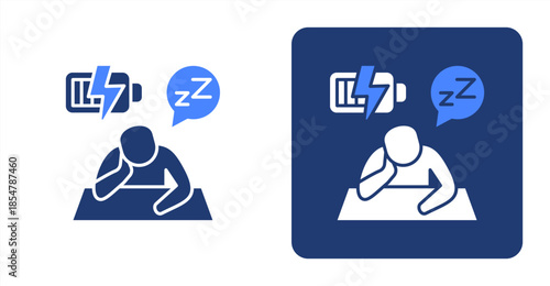 Weariness Glyph Color , Two-tone color and contrasting background icon illustration