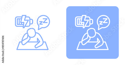 Weariness Line , Two-tone color and contrasting background icon illustration
