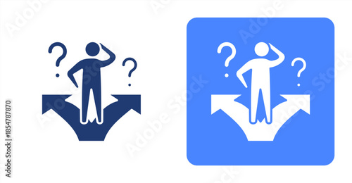 Confuse Glyph , Two-tone color and contrasting background icon illustration