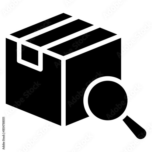 shipping package with magnifier search glyph icon
