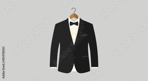 Groom Tuxedo Jacket Minimal Flat Vector