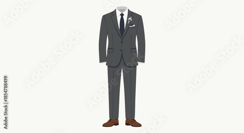 Groom in Formal Suit Minimal Flat Illustration