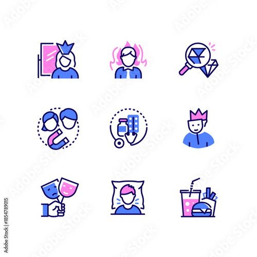 Psychology concept - line design style icons set
