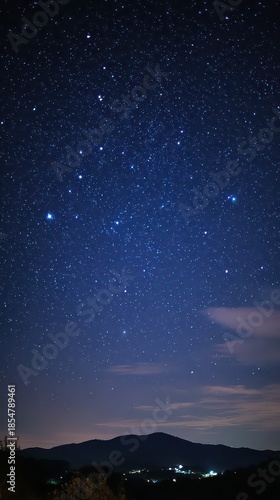 Night Sky Full of Stars Above Hilltop Landscape Dark Silhouette