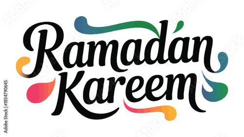 Ramadan Kareem: A festive and vibrant calligraphy design, evoking the spirit of Ramadan with an elegant touch. The image exudes warmth and celebration of this sacred time.