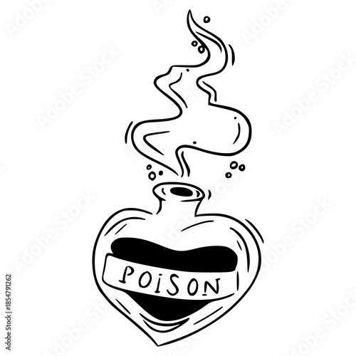 poison heart bottle doodle illustration