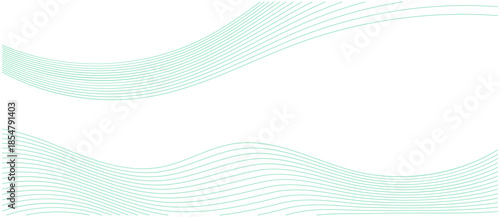 Abstract flowing light green wavy lines on white background digital art