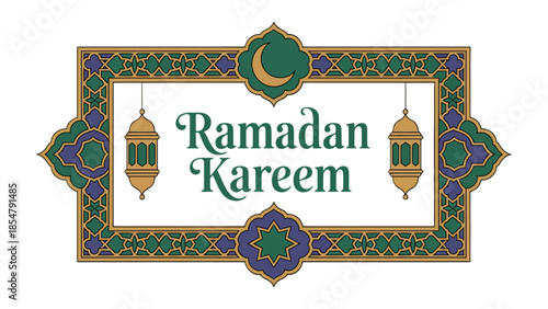 Ramadan Kareem: A festive and spiritual greeting with the crescent moon and lantern. A visual message conveying peace, reflection, and the spirit of Ramadan.