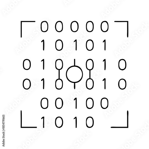 Binary number grid with unique logical symbols and matrix