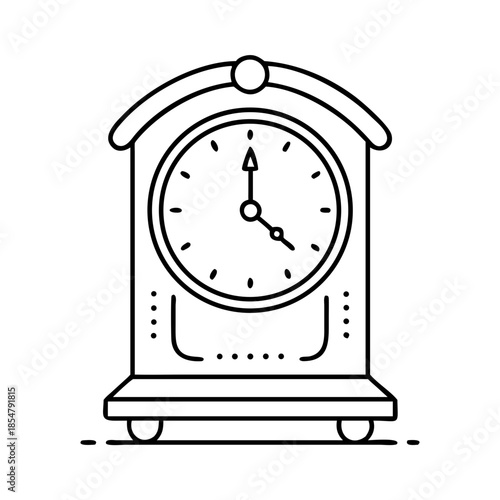 Outline illustration of a traditional analog desk clock on