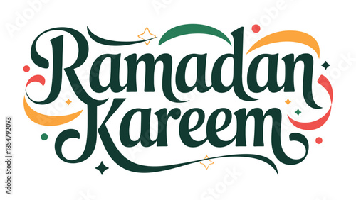 Ramadan Kareem: A festive and vibrant graphic design spells out Ramadan Kareem, inviting the joyous and blessed spirit of the holy month.