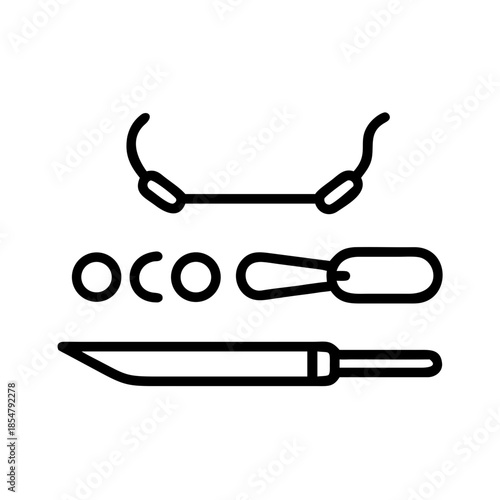 Sterile Surgical Operation Tray with Tools Silhouettes Vector