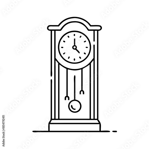 Line art illustration of a classic pendulum grandfather