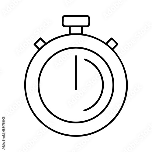 Simple black outline drawing of a stopwatch with a central marker and…