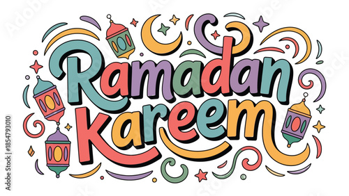 Ramadan Kareem Illustration: Colorful illustration celebrating the Islamic holy month. A visual representation of Ramadan Kareem with festive and decorative elements.
