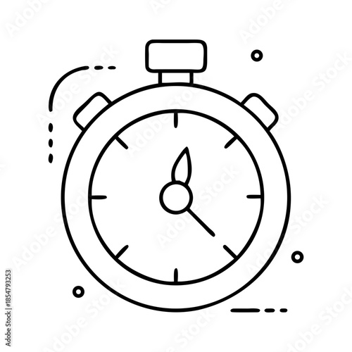 Black outline stopwatch with timing hands on white background.