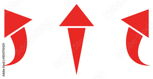 red direction arrow icon vector