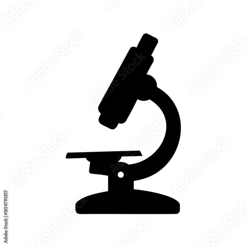 Black Silhouette of a Microscope Symbolizing Scientific Research and Discovery in Biology