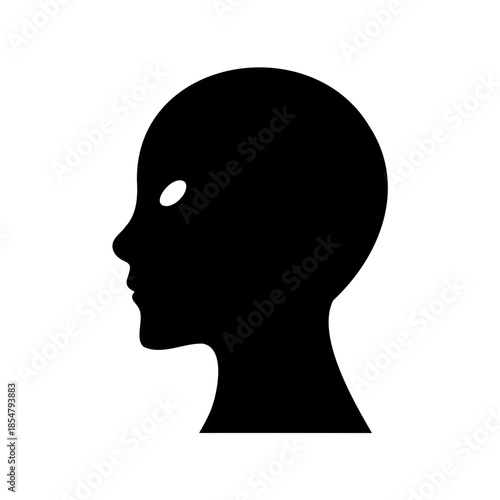Silhouette of a bald head facing left with a minimalist design