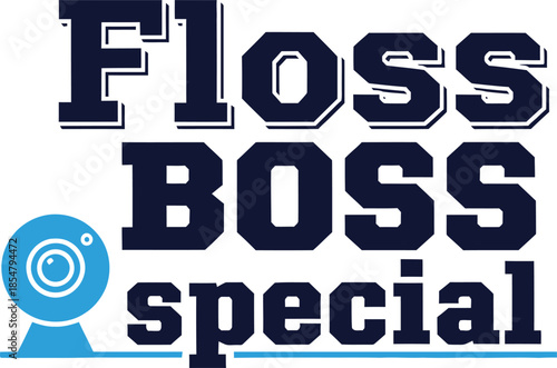 Floss Boss Special typography vector design blue black graphic for t-shirt apparel sticker dental hygiene medical merchandise print creative layout   cut file silhouette cricut