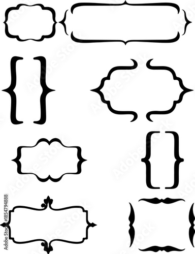 Bracket art vectors and Set of black braces or curly brackets icon silhouette collections