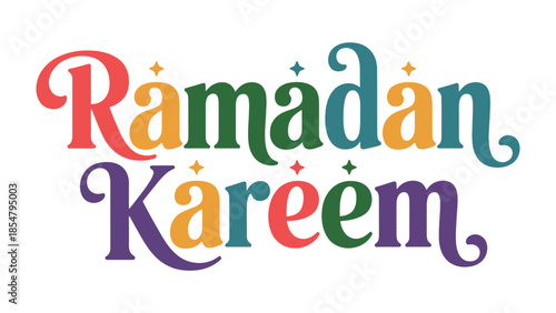 Ramadan Kareem Typography: A vibrant and colorful design spells out Ramadan Kareem, a message of generosity, celebrating the holy month. 