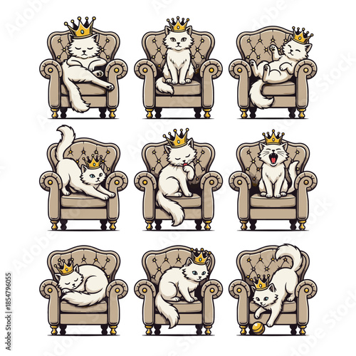 Royal White Cats on Thrones Collection