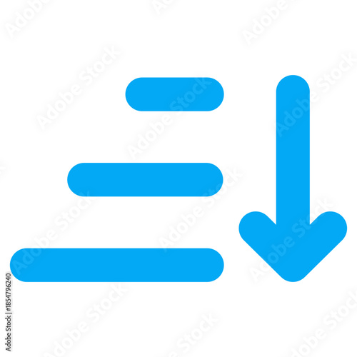 Flat Colored Sort Descending Icon for Data Ordering and Interface Navigation