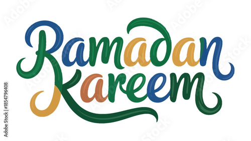 Ramadan Kareem: Festive calligraphy design of the Islamic holy month, Ramadan Kareem, radiating joy, serenity and spiritual essence. 